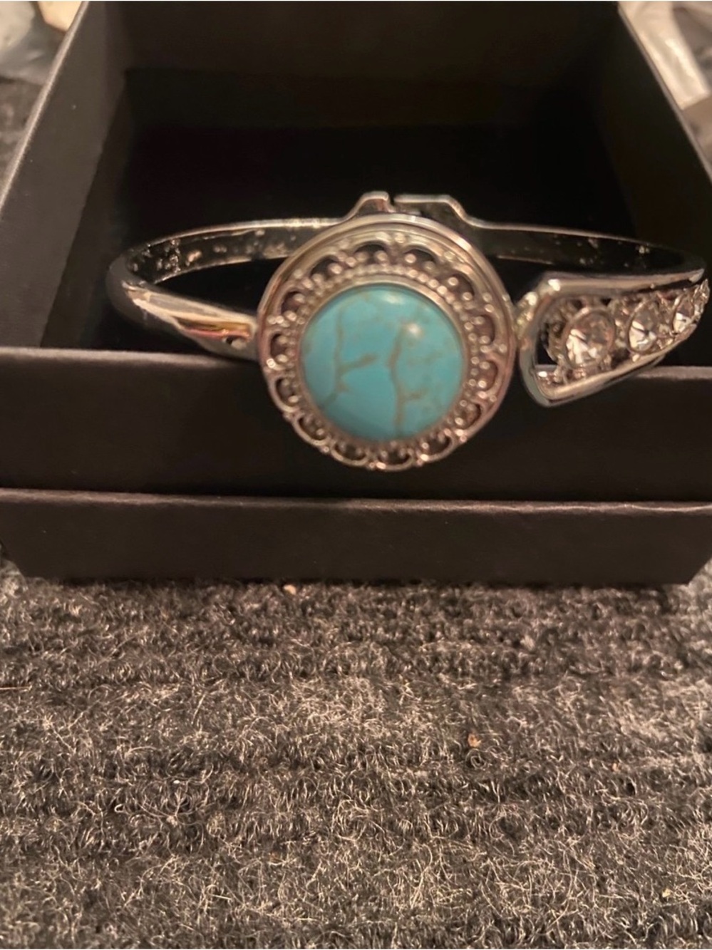 Silver Bracelet with Turquoise Stone Accent